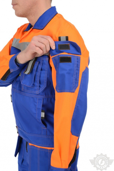 Костюм "Профессионал-2", куртка, п/к, с СВП (СОП) василек-оранжевый-черный