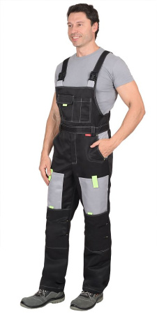 Костюм "ФАВОРИТ" куртка, п/к черный со св.серым с лимонной отделкой