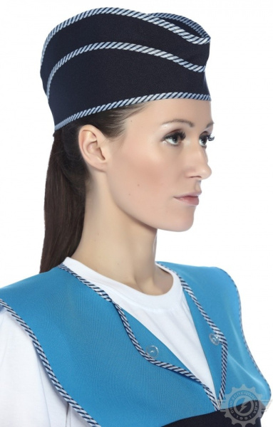 Комплект "Людмила" (фартук + пилотка) темно-синий