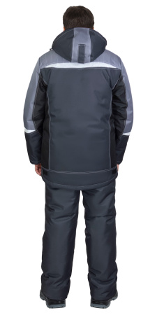 Костюм зимний "ФАВОРИТ-МЕГА-М", куртка дл., п/к, тёмно-серый с черным, средне-серой отд. и СОП