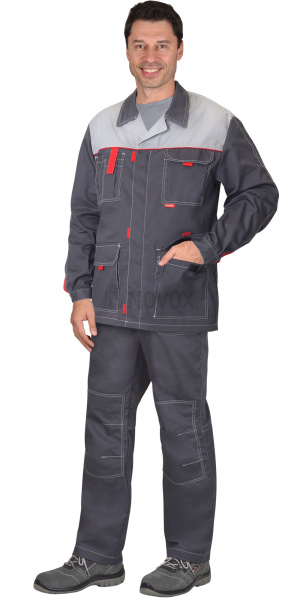 Костюм "Фаворит-Люкс" куртка дл. (чз), п/к,  т.серый с серым