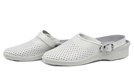 Сабо женские, натуральная кожа, ПВХ, белый