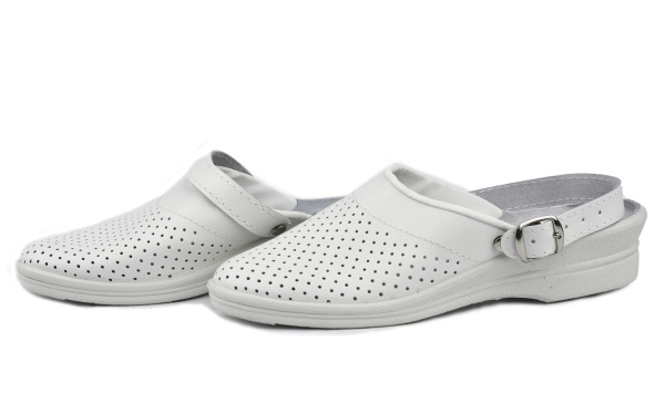 Сабо женские, натуральная кожа, ПВХ, белый