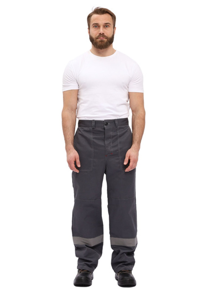 Костюм "УДАРНИК", куртка, брюки, Т.СЕРЫЙ/КРАСНЫЙ