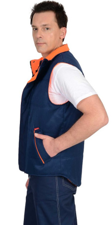 Жилет "ПРОФИ", синий, подкладка оранжевая