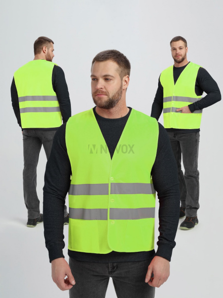 Жилет сигнальный Profline Base с пуговицами и карманами (тк.Полиэфир,100), желтый (СОП-2)