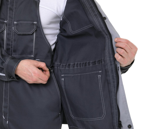 Куртка мужская летняя "Эко-Труд" тёмно-серый/чёрный/светло-серый, СОП