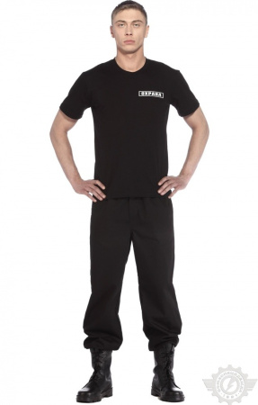 Футболка "Люкс" с надписью "Охрана" черная