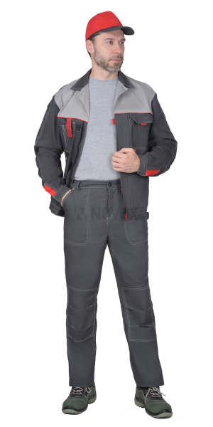 Костюм "Фаворит-Люкс" куртка кор. (чз), брюки, т.серый с серым