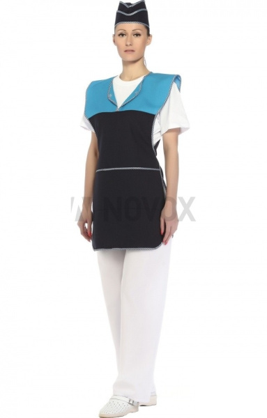 Комплект "Людмила" (фартук + пилотка) темно-синий