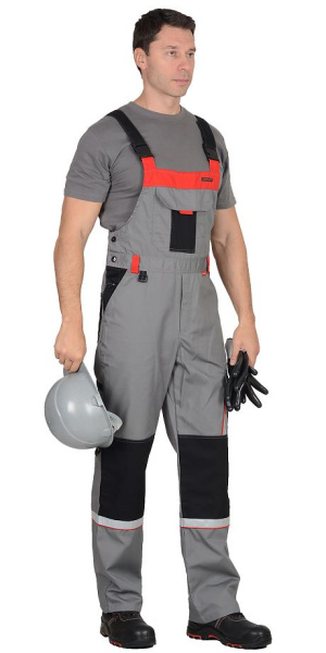 Костюм "СТАН" куртка (чз), п/к, ср-серый с черной и красной отделкой