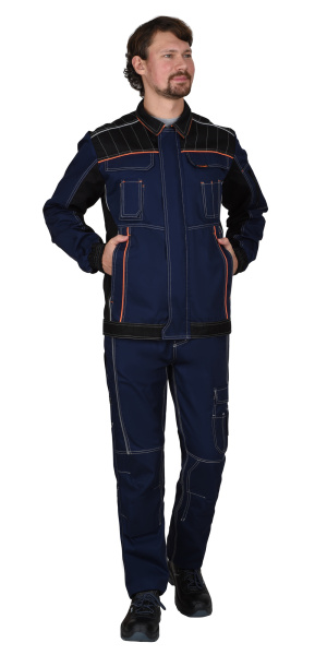 Куртка ПРЕСТИЖ кор,. т.синяя с черным и оранжевой отделкой