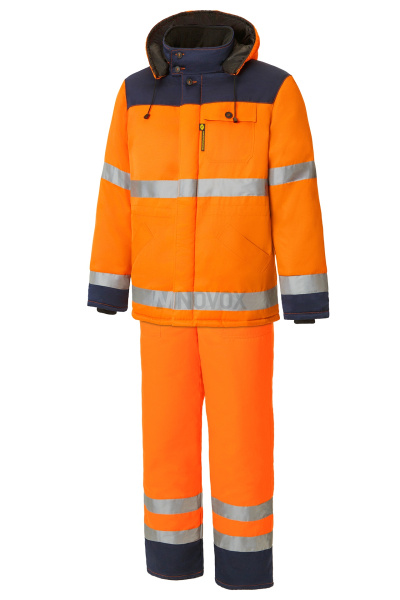 Костюм СИГНАЛ с СВП утепленный оранжевый/т.синий, куртка, п/к