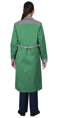 Халат женский "ТЕХНОЛОГ", зеленый со средне-серым