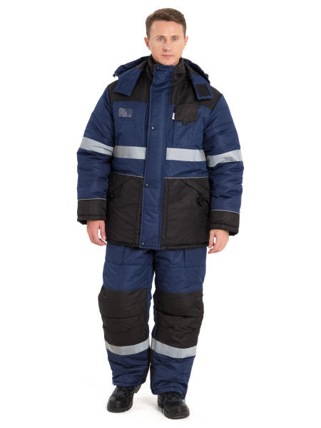Костюм зимний «НордМен», куртка, п/к, синий/чёрный