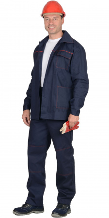 Костюм "СИРИУС-Импульс" куртка, брюки 100% Х/Б, синий с красным кантом