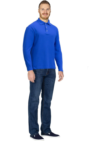 Тенниска-поло с длинным рукавом василек