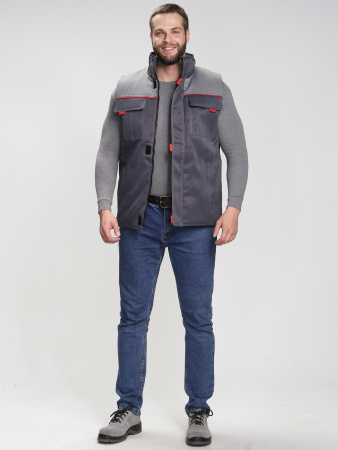 Жилет утепленный "Флофт" (тк.Смесовая,210), т.серый/серый
