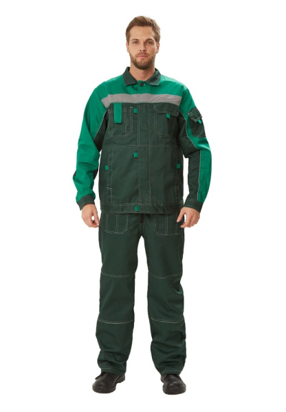Костюм рабочий "Рольф", цвет т. зеленый/св. зеленый, куртка, п/к