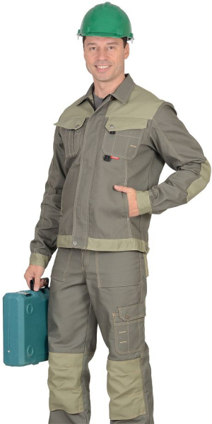 Куртка короткая "ВЕСТ-ВОРК" т.оливковый со св.оливковым пл. 275 г/кв.м (ЧЗ)