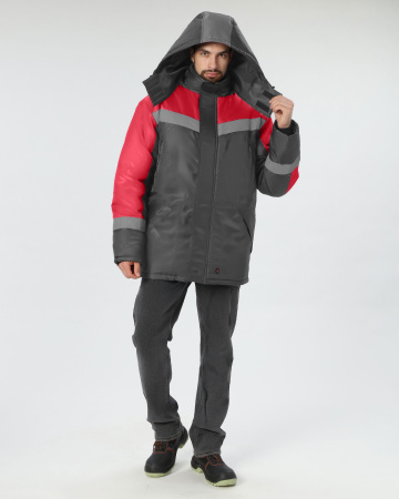 Куртка зимняя "Лигор" СОП (тк.OxLine,90), т.серый/красный