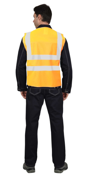 Жилет сигнальный кл.2, 4 СОП (трик.120 гр/м2, карманы) оранжевый (ЧЗ)