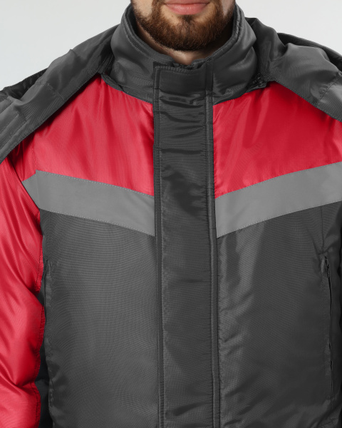 Куртка зимняя "Лигор" СОП (тк.OxLine,90), т.серый/красный