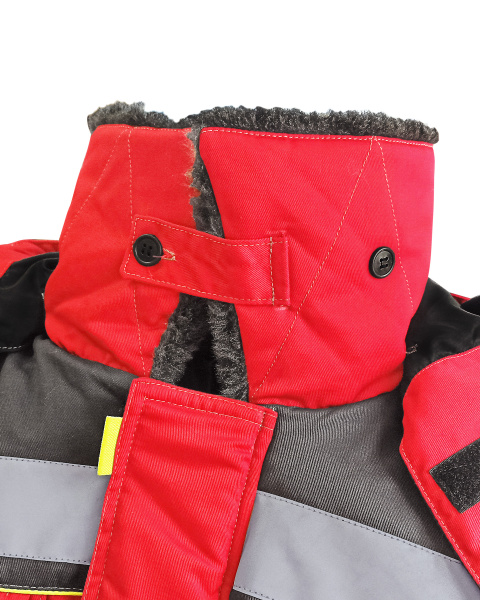 Куртка ФАВОРИТ мех. ворот, красная с серым и лимонным кантом и СОП