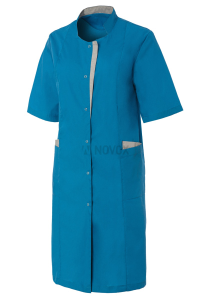 Халат ЭВЕЛИН с коротким рукавом женский бирюза/светло-серый