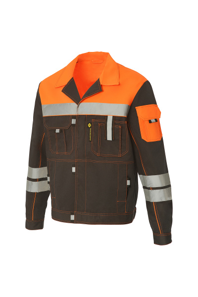 Костюм "Профессионал-2", куртка, п/к, с СВП (СОП) графит/оранжевый