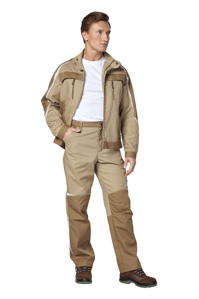 Костюм рабочий мужской летний "Финикс", куртка, брюки, цвет бежевый/темно-бежевый