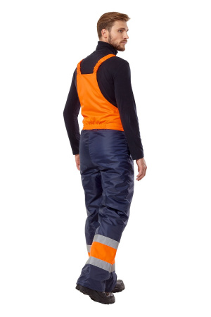 Костюм зимний "Трасса" сигнальный, куртка, п/к, цвет оранжевый/синий