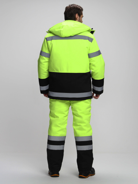 Костюм зимний для дорожника Ультра (тк.Смесовая,210) п/к, лимонный/черный