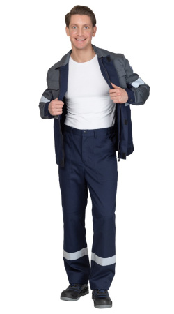 Костюм антистатический мужской "Вираж-Антистат М" тёмно-синий/тёмно-серый (куртка и брюки)