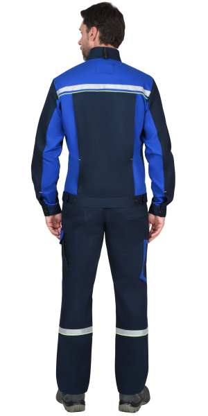 Костюм ПРАКТИК-ЛЮКС-РОСС куртка, п/к, т.синий с васильк. 80% х/б, пл. 260 г/кв.м