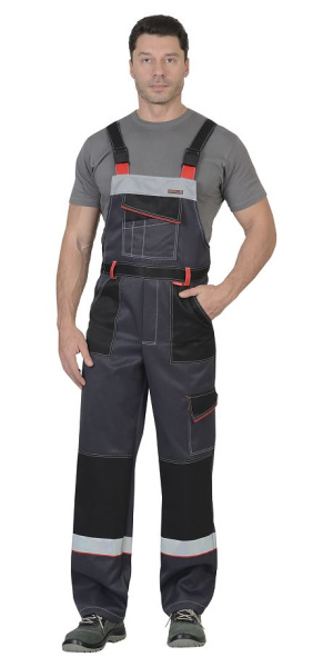 Костюм "ПОЛИНОМ" куртка кор., п/к, т.серый со св.серым, черным, красным, СОП 50 мм