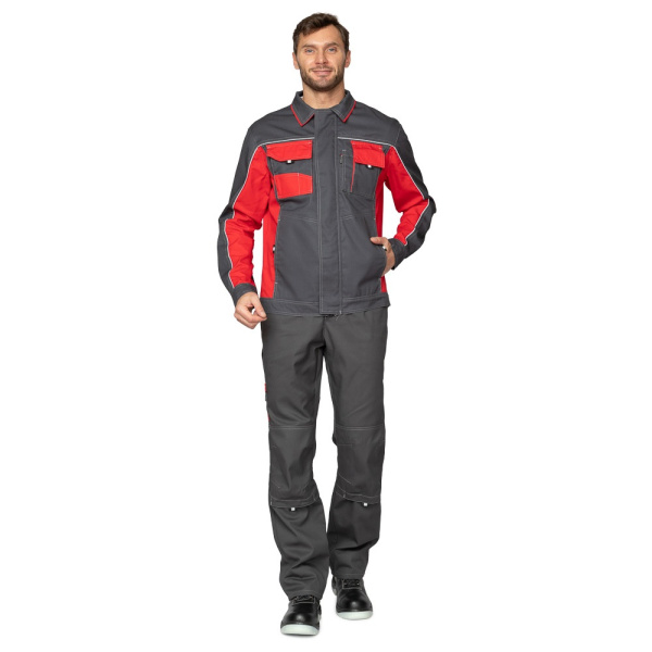 Костюм мужской "Бренд 1 2020", куртка, брюки, т.серый/красный