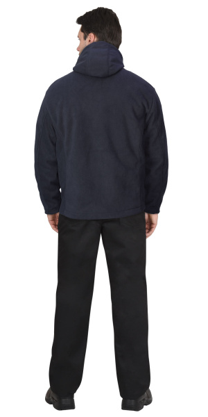 Куртка флисовая "ТЕХНО" (флис дублированный) с капюшоном т.синяя(ЧЗ)