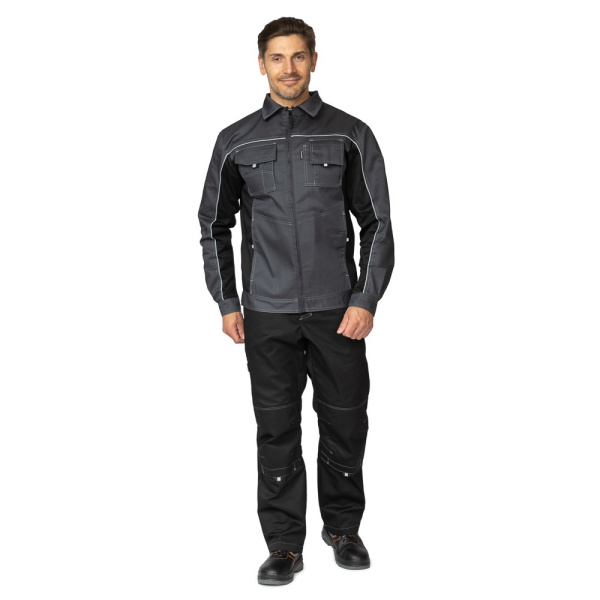 Куртка мужская летняя "Люкс" серый/чёрный/чёрный с СВ кантом