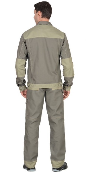 Костюм "Вест-Ворк" куртка кор. (чз), брюки т.оливковый со св.оливковым пл. 275 г/кв.м