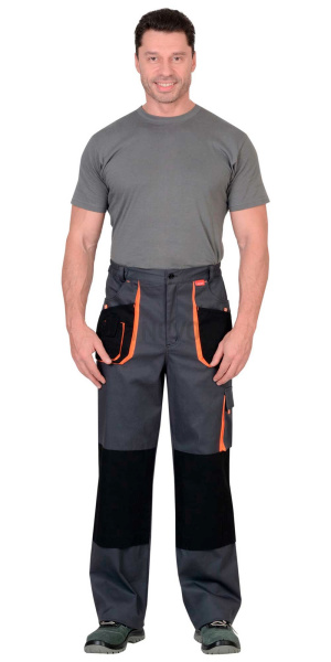 Брюки "МАНХЕТТЕН" т.серый с оранж. и черным тк. стрейч пл. 250 г/кв.м