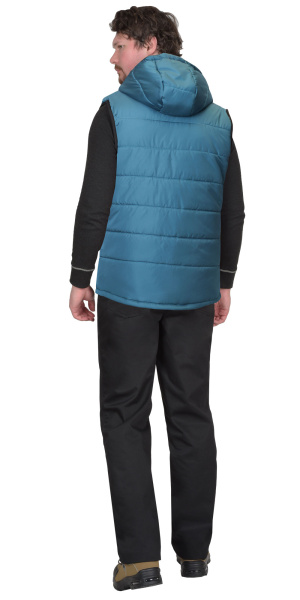 Жилет утепленный с капюшоном ЗОДИАК морская волна на подкладке 