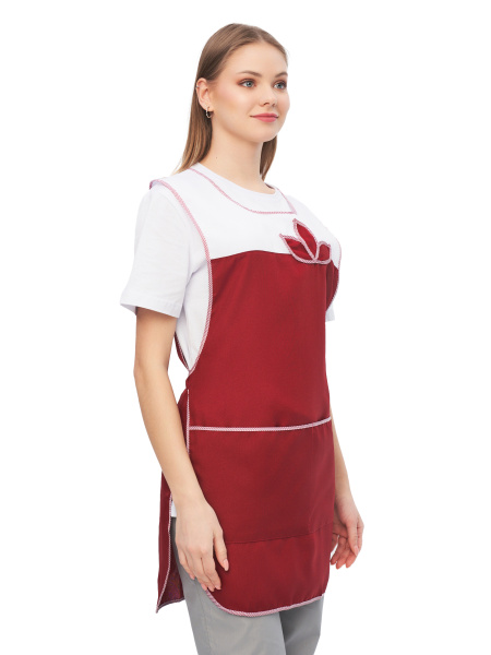 Фартук-сарафан "Цветок" бордовый с белым