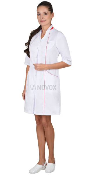 Халат "МУЗА" женский белый с красным