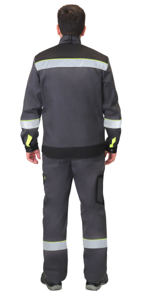 Костюм ХОВАРД-РОСС куртка, п/к, т.серый с черным и лимонным катом, СОП 50мм (тк.Стимул)