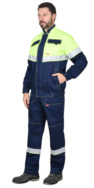 Костюм летний «НАВИГАТОР» куртка, брюки, т.синий/лимонный