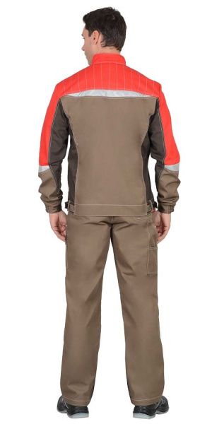 Костюм "Фаворит-Мега" куртка (чз), п/к,  св.корич. с корич. и красн., СОП тк.Rodos