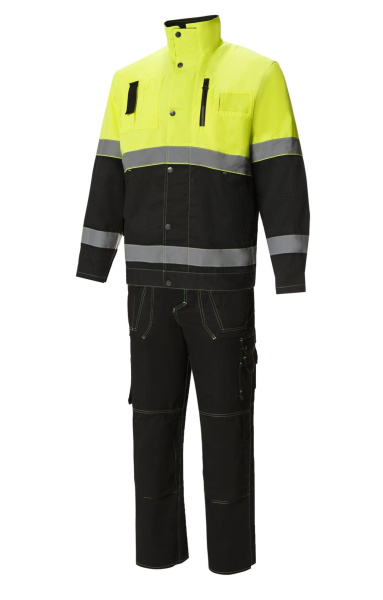 Костюм "Премиум" летний, куртка, брюки, черный с лимонным