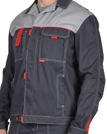 Костюм "Фаворит-Люкс" куртка кор. (чз), п/к, т.серый с серым