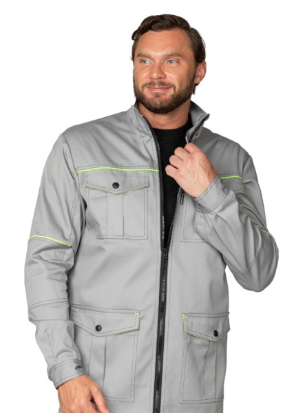 Куртка мужская "Эко-Босс" светло-серая/лимонная